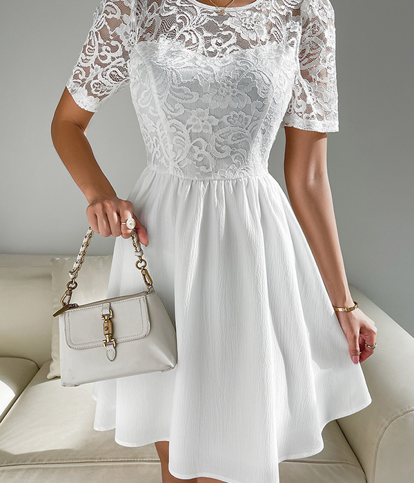 Lace Insert A-Line Dress